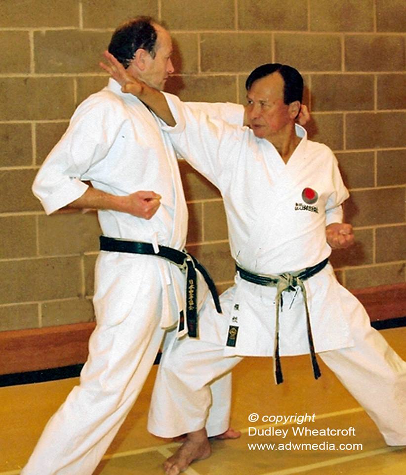 Sensei Enoeda and Myself at my club Satori Shotokan KUGB, in Queens Park Sports Centre, Chesterfield. 2002.