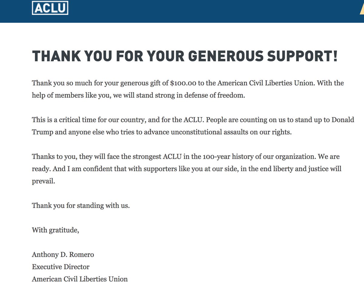 lisonStaudinger's tweet photo. @Sia is matching donations to the @ACLU who filed suit vs. unconstitutional/unconscionable EOs. Give if you can.  #NoBanNoWall https://t.co/o7j8mLPDnu