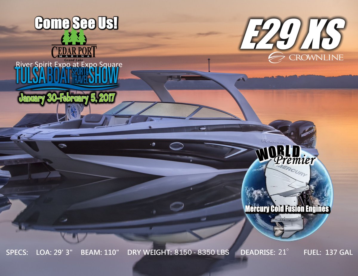 CrownlineBoat's tweet photo. The @TulsaBoatShow is only 2 day away!  Make sure to come see us!  @CedarPortMarina https://t.co/2gIGRgWhlR