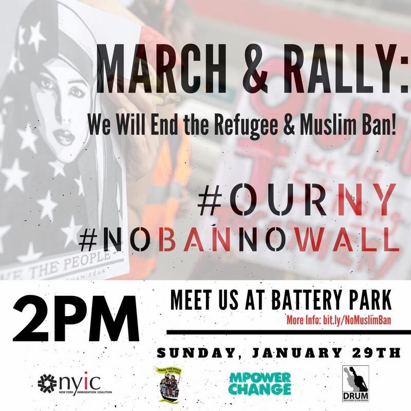 Tomorrow 2pm. Battery Park City. NYC. #OurNY #NoBanNoWall