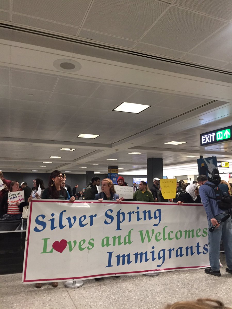 No hate. No fear. Refugees are welcome here. #dulles #noban
