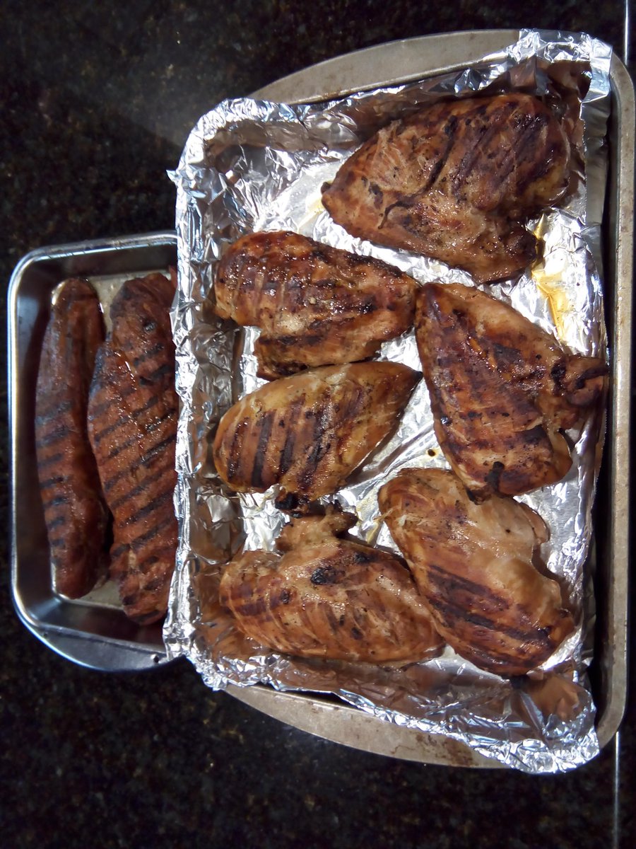 Hot off the grill. Teriyaki chicken and BBQ   pork tenderloin