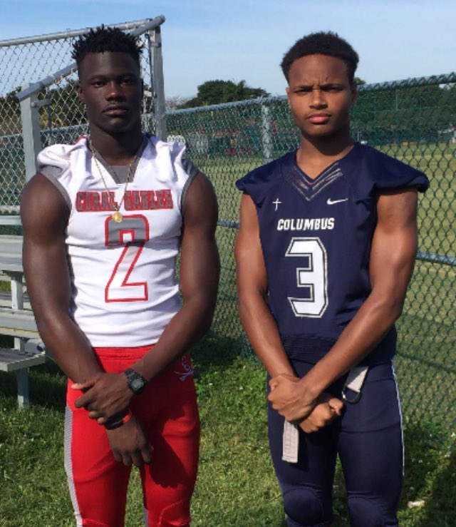 KelseyTheKing's tweet image. 2018 Coral Gables S @_gbe2 &amp;amp; 2019 Columbus WR @KalaniNorris at the @LemmingReport photo shoot. 
#DadeCountyFootball