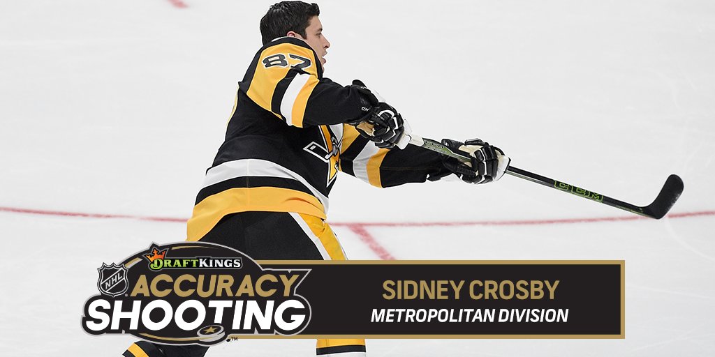 NHL's tweet image. Four targets in 10.73 seconds gives Sidney Crosby and the Metropolitan Division a win in @DraftKings NHL Accuracy Shooting. #NHLAllStar