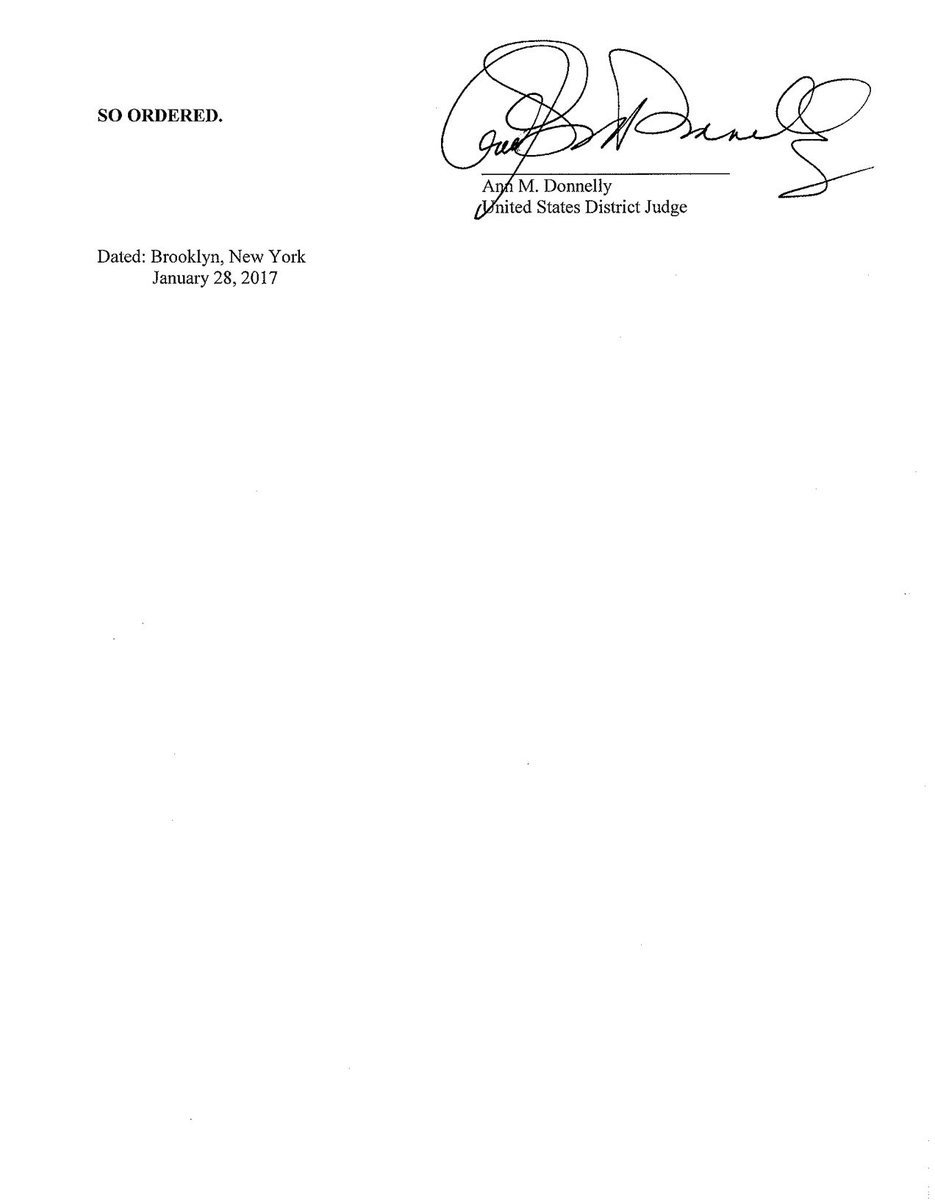 Text of the stay that prohibits the government from deporting people who are here with valid papers.