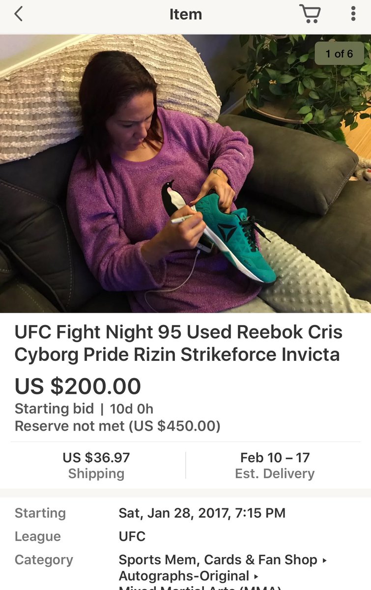 criscyborg's tweet photo. Are you a @UFC collector? I just signed my @reebok walkout shoes from #ufcfn95 and they are available @eBay https://t.co/vS8TT0YIws