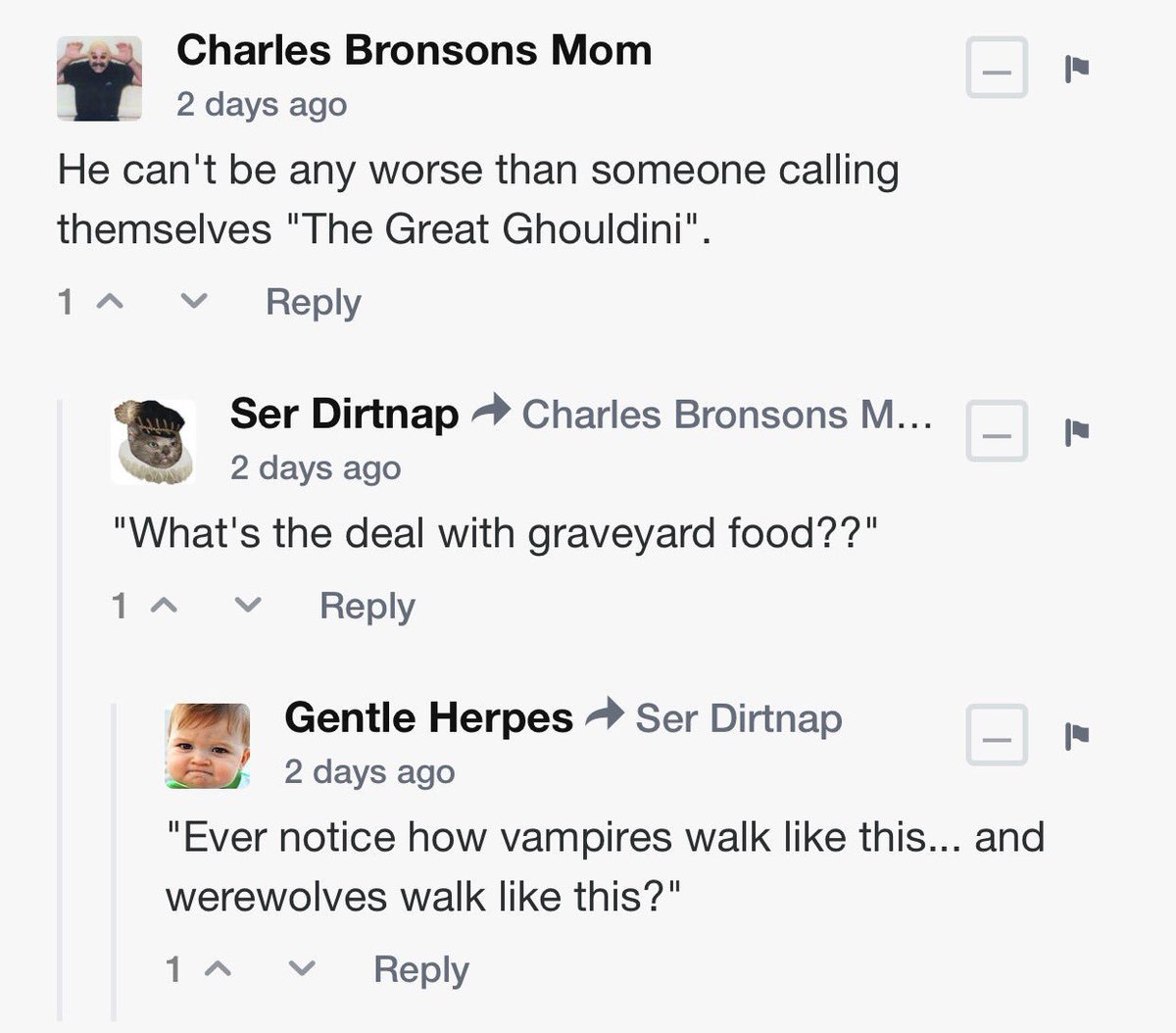 Wow! The Great Ghouldini got mentioned in the comment section of  <a href="/TheAVClub/">The A.V. Club</a> 👻👻👻