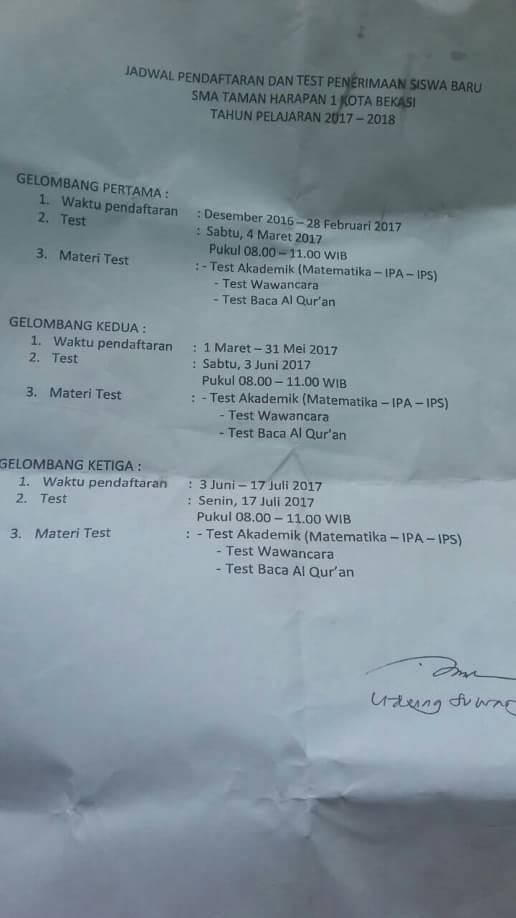 OSMATH1's tweet photo. Assalamualaikum,informasi mengenai jadwal pendaftaran SMA Taman Harapan 1 , let's see and let's join us ;) https://t.co/4fgHdtsBpI