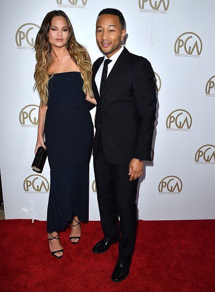 TeigenUpdated's tweet image. January 28: @chrissyteigen and John Legend at the 28th Annual Producers Guild Awards at The Beverly Hilton Hotel in Beverly Hills.