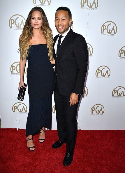 TeigenUpdated's tweet image. January 28: @chrissyteigen and John Legend at the 28th Annual Producers Guild Awards at The Beverly Hilton Hotel in Beverly Hills.