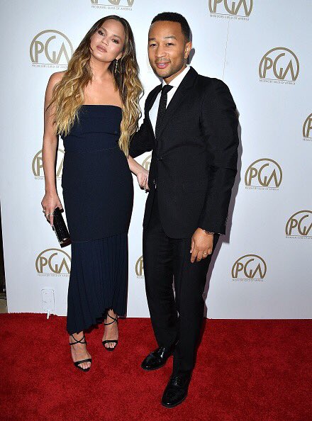 TeigenUpdated's tweet image. January 28: @chrissyteigen and John Legend at the 28th Annual Producers Guild Awards at The Beverly Hilton Hotel in Beverly Hills.