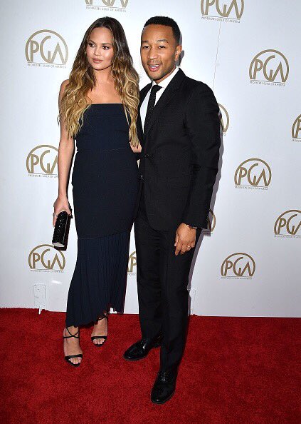 TeigenUpdated's tweet image. January 28: @chrissyteigen and John Legend at the 28th Annual Producers Guild Awards at The Beverly Hilton Hotel in Beverly Hills.