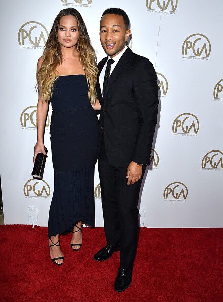 TeigenUpdated's tweet image. January 28: @chrissyteigen and John Legend at the 28th Annual Producers Guild Awards at The Beverly Hilton Hotel in Beverly Hills.