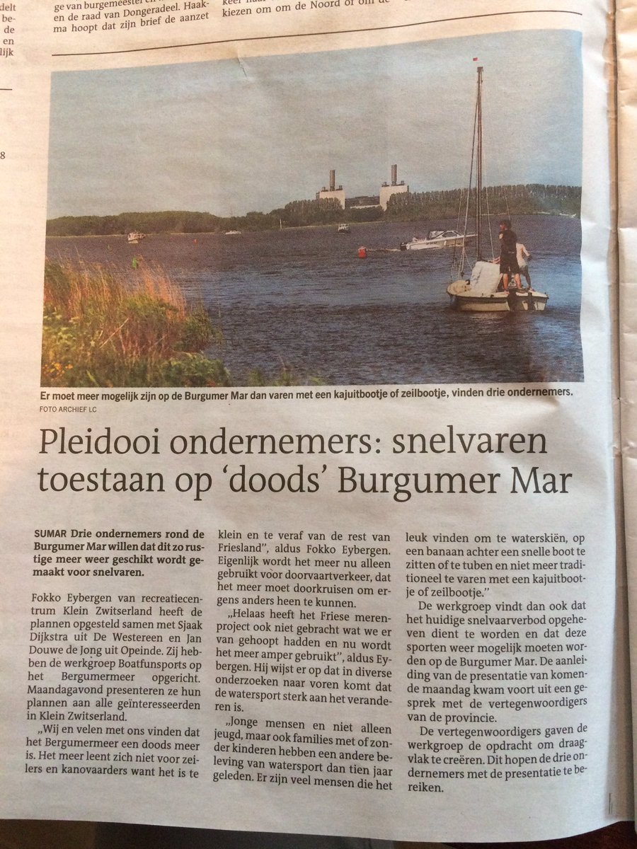 TjerkDantuma's tweet photo. Mooi plan van ondernemers om snelvaren op Burgumer Mar weer mogelijk te maken. Meer werkgelegenheid en een plus voor toerisme in #burgum https://t.co/wpQKGCWkgD