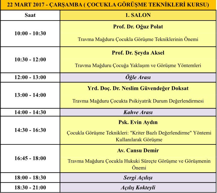 22 Mart Çarşamba <a href="/MEFuniversitesi/">MEF Üniversitesi</a> 'nde "Çocukla Görüşme Teknikleri Kursu" yapılmaktadır. Ücret, kayıt, bilgi için: www.siddetianlamak.cok