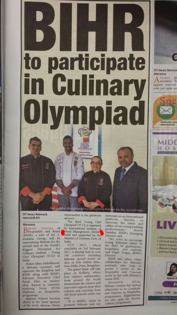 masirah_IIHMkol's tweet photo. Coverage of #DTNewsNetwork about the #Young Chef Olympiad with the second time #Bahrain representative #Maher Jaber AbdulRasool. https://t.co/TbQQkePZJg