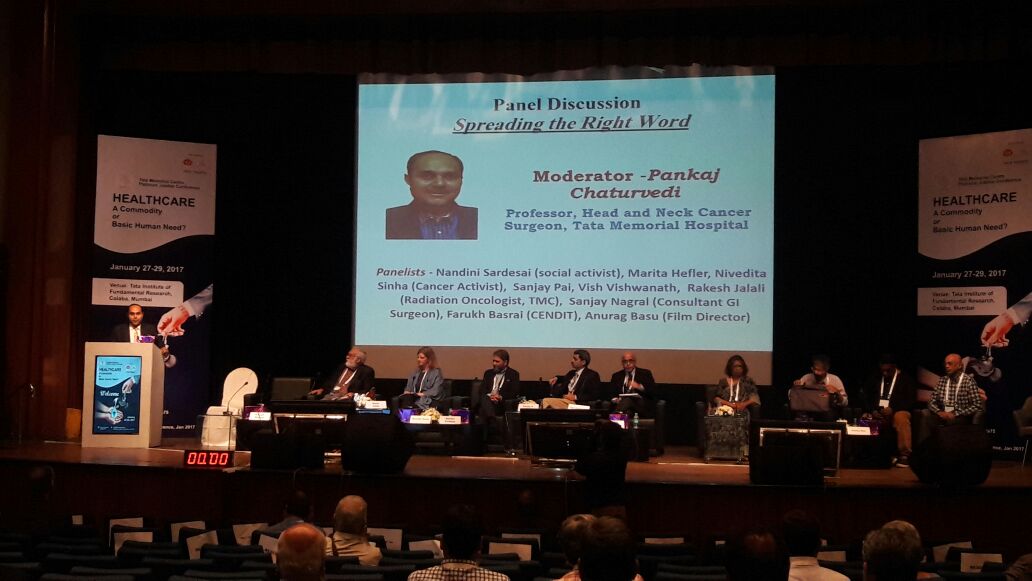 LIVE: “Spreading the right word” panel discussion. <a href="/pankajch37/">Prof Pankaj Chaturvedi</a> <a href="/basuanurag/">anurag basu</a> <a href="/m_hef/">A/Prof Marita Hefler</a> <a href="/vishplus/">Vish Viswanath</a> <a href="/tatamemorial/">Tata Memorial Hospital</a> #TMCis75