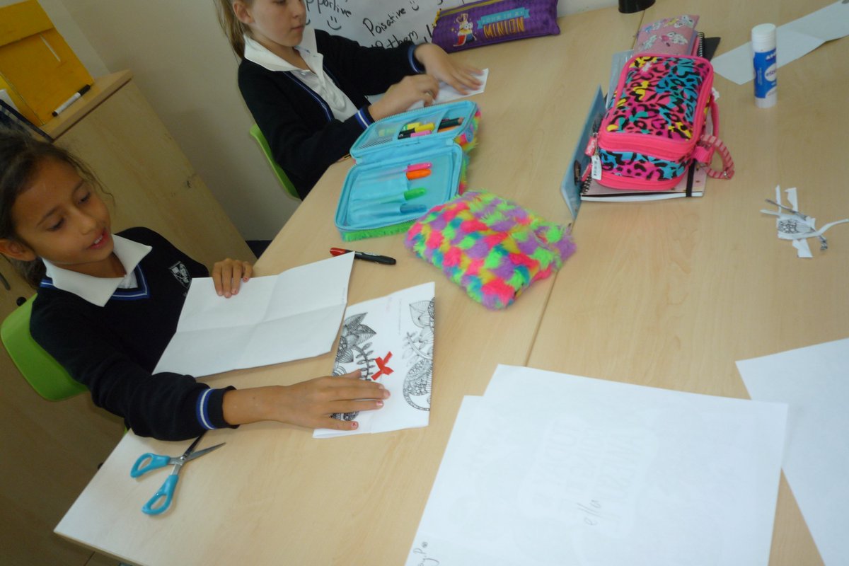 BCADyear4's tweet photo. Writing with a purpose: the Black Death in Mara today. Mocking up leaflets to get our message across. #BCAD_creativity @BCADprepenglish https://t.co/0azQ8FscCm