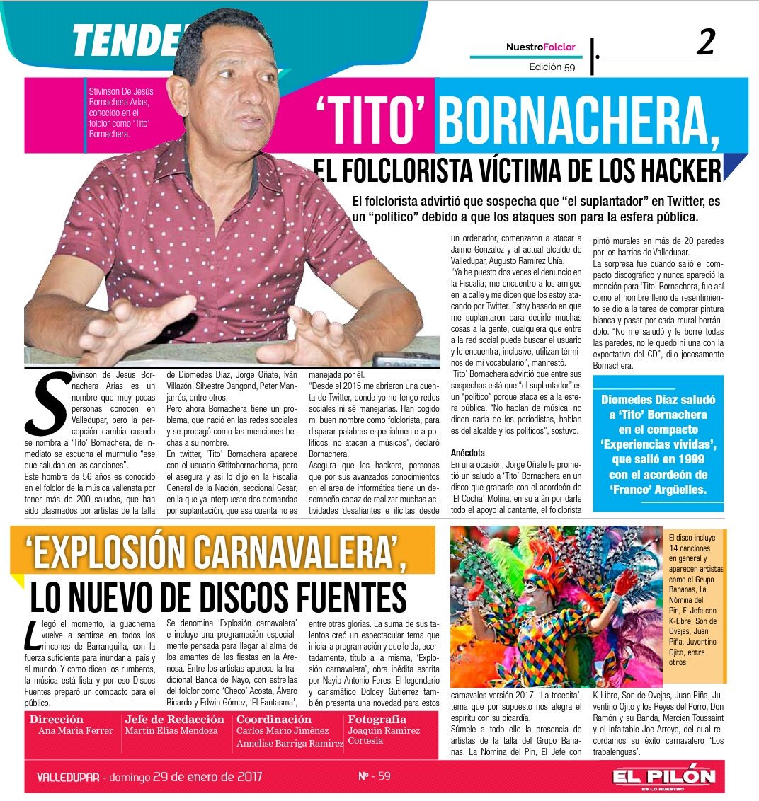 CarlosMarioDj's tweet photo. Hoy pueden leer en #NUESTROFOLCLOR a @rafaperezmusic 10 meses después del retiro de Kvraas. @SilvestreFDC estrella del @Carnaval_SA https://t.co/A7jz5fCDuG