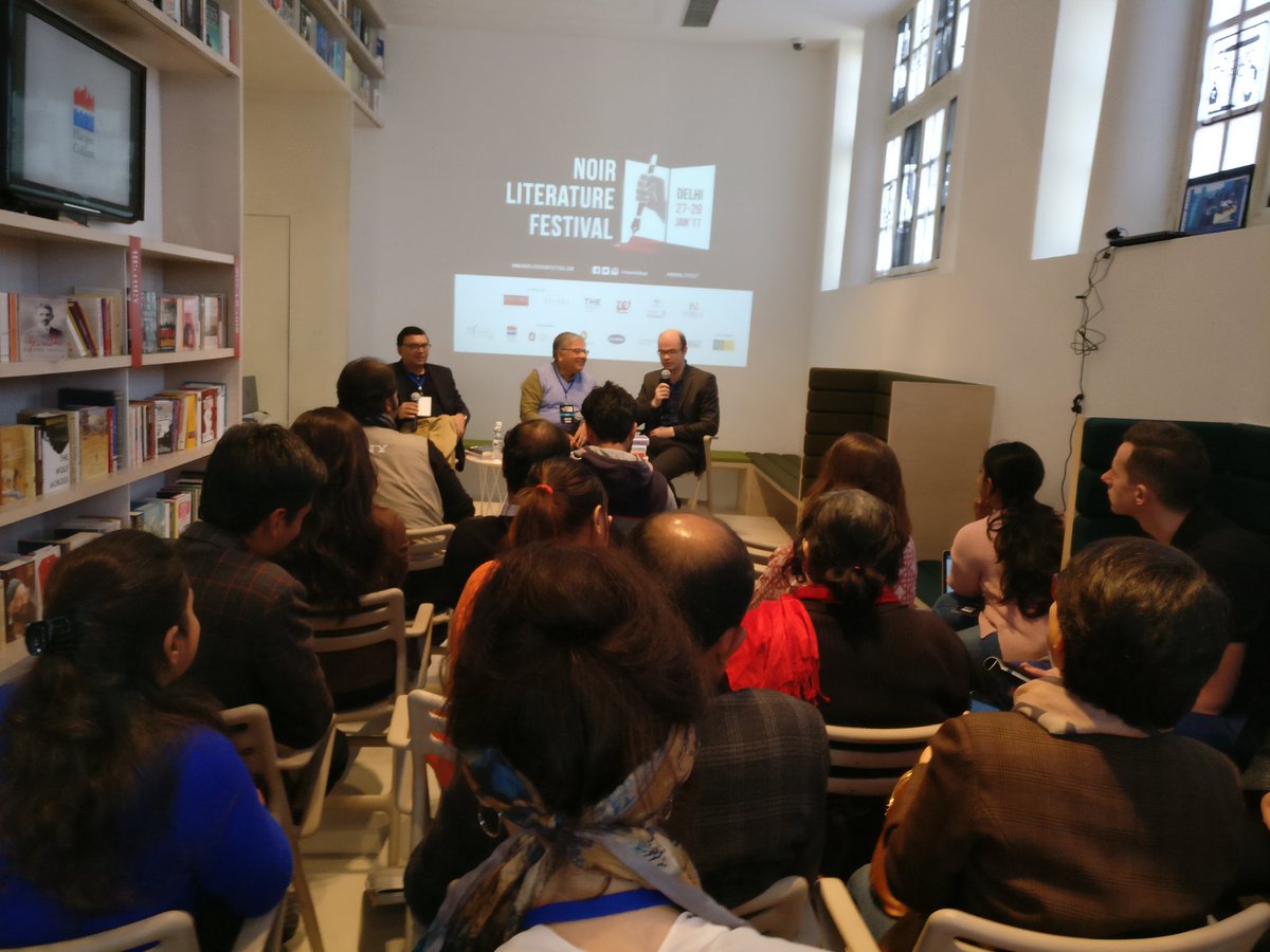 GI_MMB_NewDelhi's tweet photo. Its #Private with Abheek Barua and @HansOlavLahlum @noirlitfest #CrimeFestival @oxfordbookstore with @SiyahiJaipur #NoirLitFest https://t.co/IIpaYmd50S