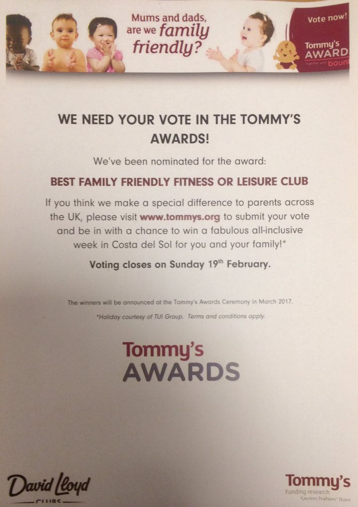 Please vote for us in this years Tommy's Award! #tommys