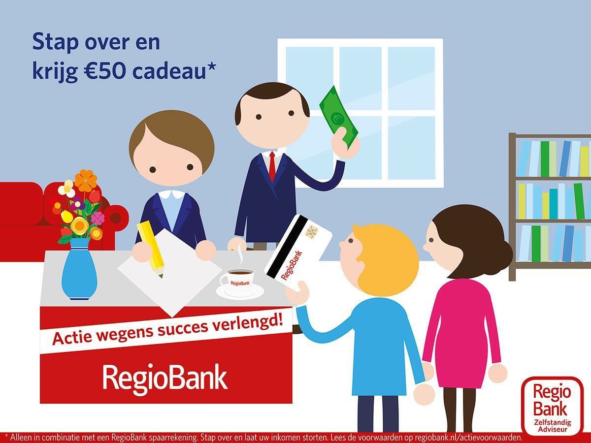 Overstapweken verlengd tot 28 februari 2017!
Stap nu over naar RegioBank en ontvang € 50,- (check de voorwaarden) #regiobank #fimaxgroep