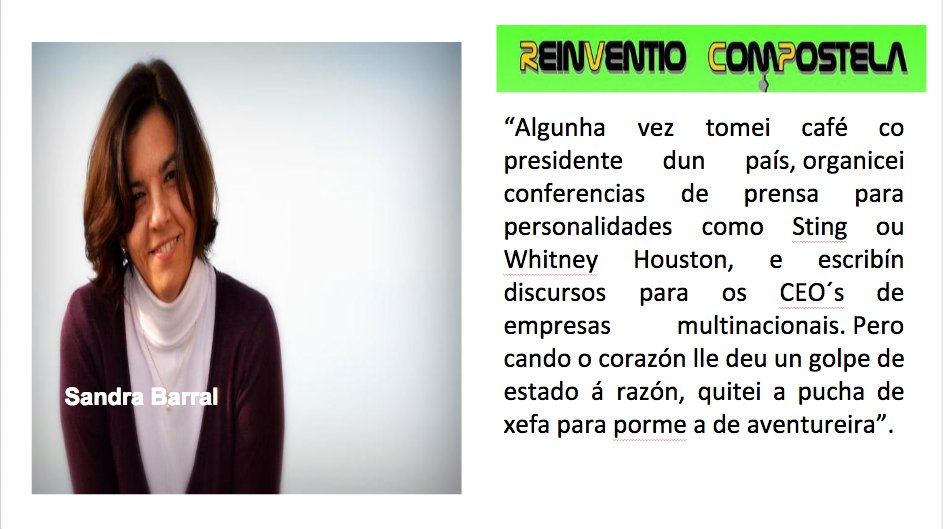 A seguinte #mullerReinventio é......
<a href="/sandrabarral/">Sandra Barral</a>. Especialista en Comunicación. 
#facemosOqueSomos
Mércores 1 en Airas Nunes Café 20:30