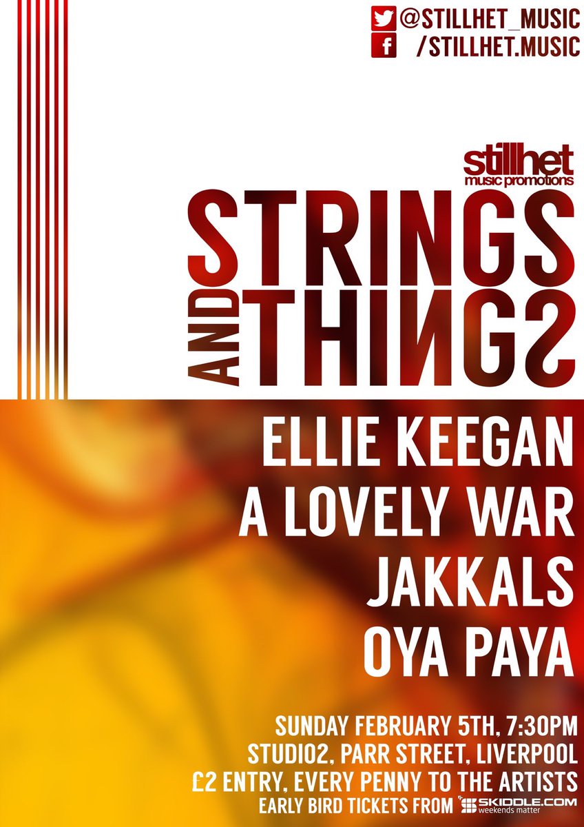 TheHotSnapper's tweet image. NXT SUNDAY @Stillhet_Music PRESENTS @EllieKeegs @ALovelyWar @weareOyaPaya @jakkalsband @Studio2atParrSt ADV TKTS AVAILABLE FROM @skiddle 🎼🎤😃