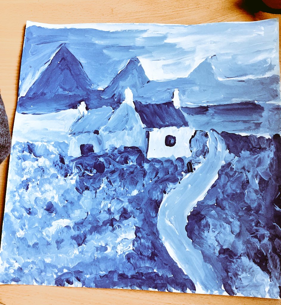 lowra_mcgonagle's tweet photo. P6 Pupils inspired by @JolomoArt Storm Passing Duart #Scottishart #painting #talented #proudteacher #futureartists @BearsdenPrimary https://t.co/LrBcZPOvKS