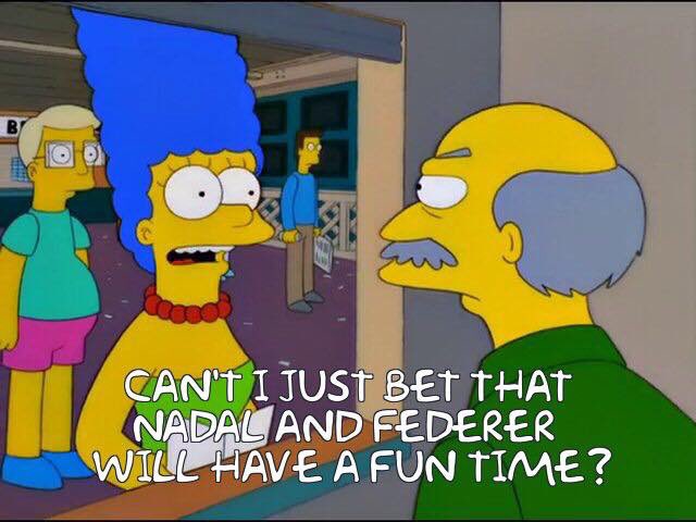 DankSimpsons's tweet photo. #ausopen 🇪🇸 🎾 🇨🇭
Credit: @yeyintstagram 
#federer #nadal #funtimes https://t.co/d1wvRULUPG