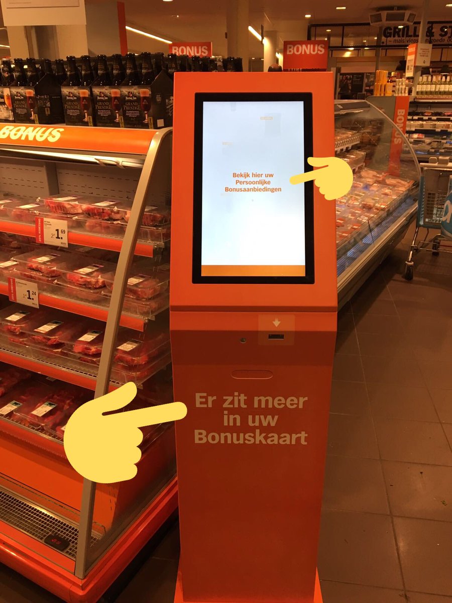 Check voortaan uw persoonlijke bonusaanbiedingen in de winkel, op deze bonuszuil!