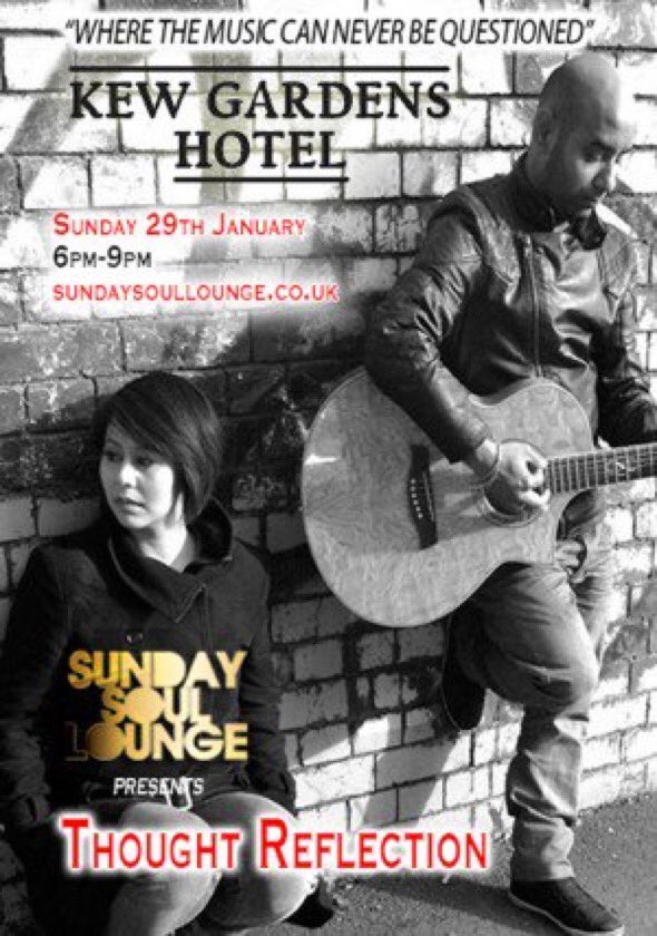 ThoughtReflect1's tweet photo. Few hours to go till we perform @kewgardenshotel brought to you by @SundaySouLounge 6-9pm #thoughtreflection #duo #kewgardenshotel https://t.co/ZI6ANb3xvu