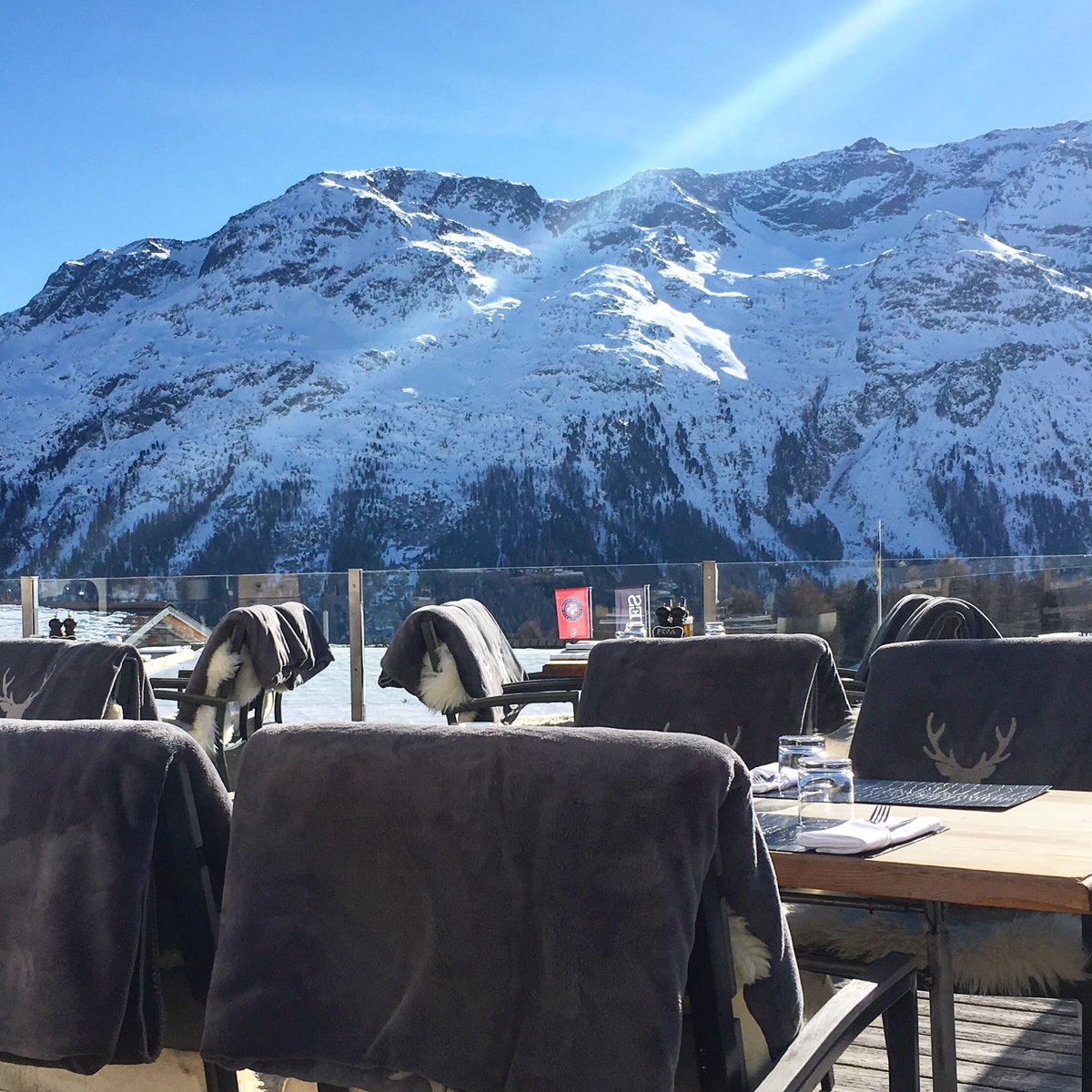 Lunch under the sun at Chesa Chantarella <a href="/stmoritz_ch/">St. Moritz</a>