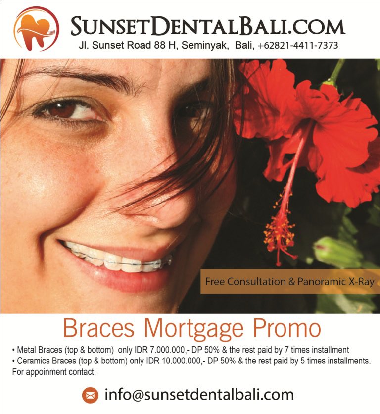 sunsetdental99's tweet photo. Metal Braces (top & bottom) only IDR 7.000.000,- .DP 50% & the rest paid by 7 times installment https://t.co/cnPOQlI4pm #balidentist #promo https://t.co/yU6VAUjMJ2