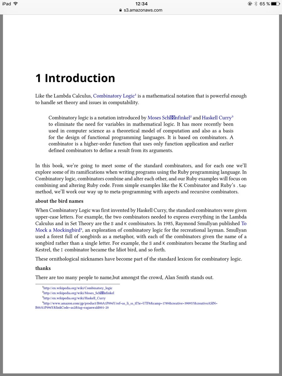 sebroeder's tweet image. @raganwald in #combinators there is an encoding problem with Moses Schönfinkel’s name, both in ePub and PDF versions.