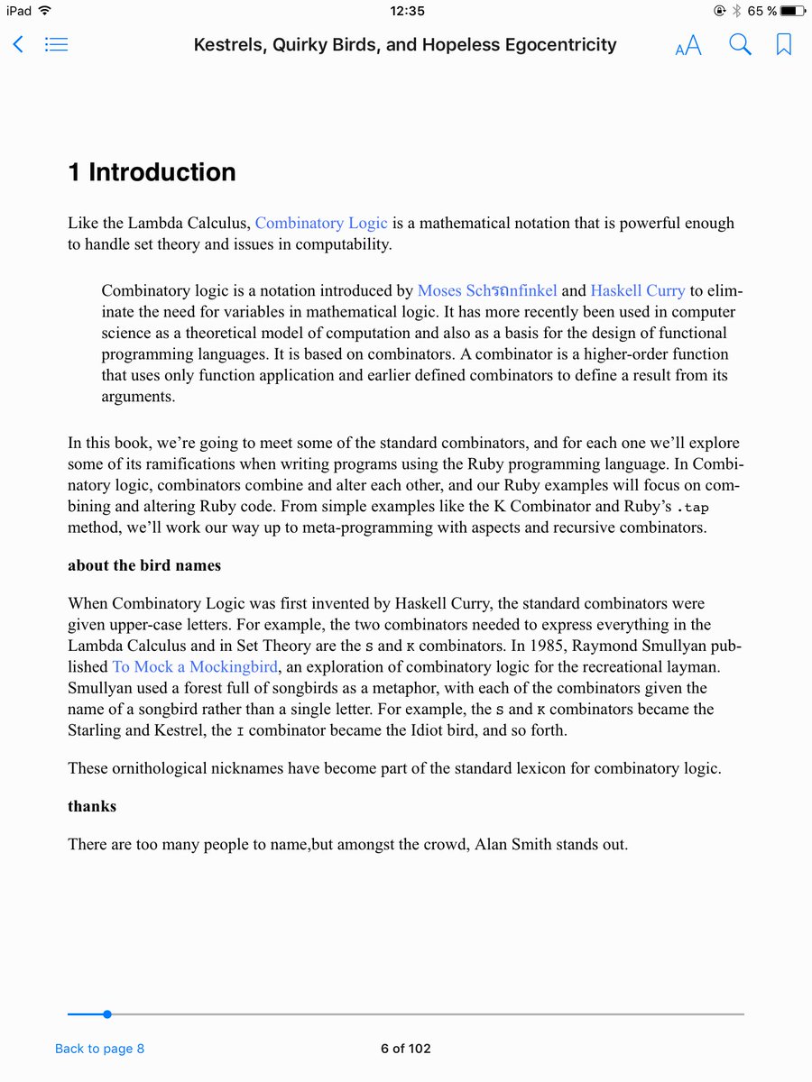 sebroeder's tweet image. @raganwald in #combinators there is an encoding problem with Moses Schönfinkel’s name, both in ePub and PDF versions.
