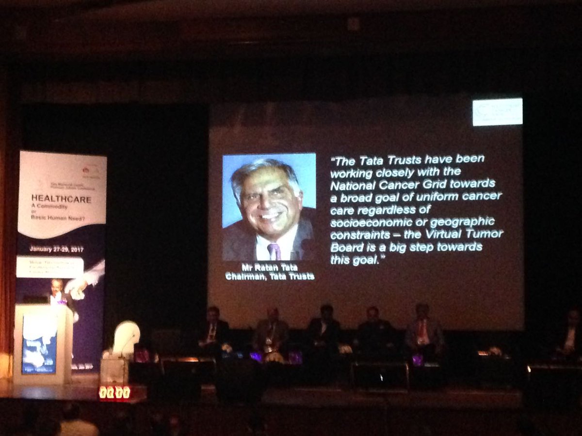 Virtual Tumour Board, a big step towards uniform cancer care despite socioeconomic/geographic constraints: Ratan Tata <a href="/tatatrusts/">Tata Trusts</a> #TMCis75