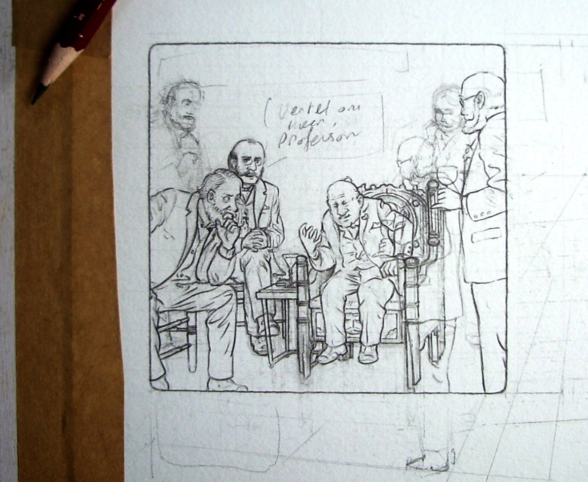 Working on scene from #graphicnovel 'The Man who was Thursday' #chesterton #comics #strip #fantasy #books