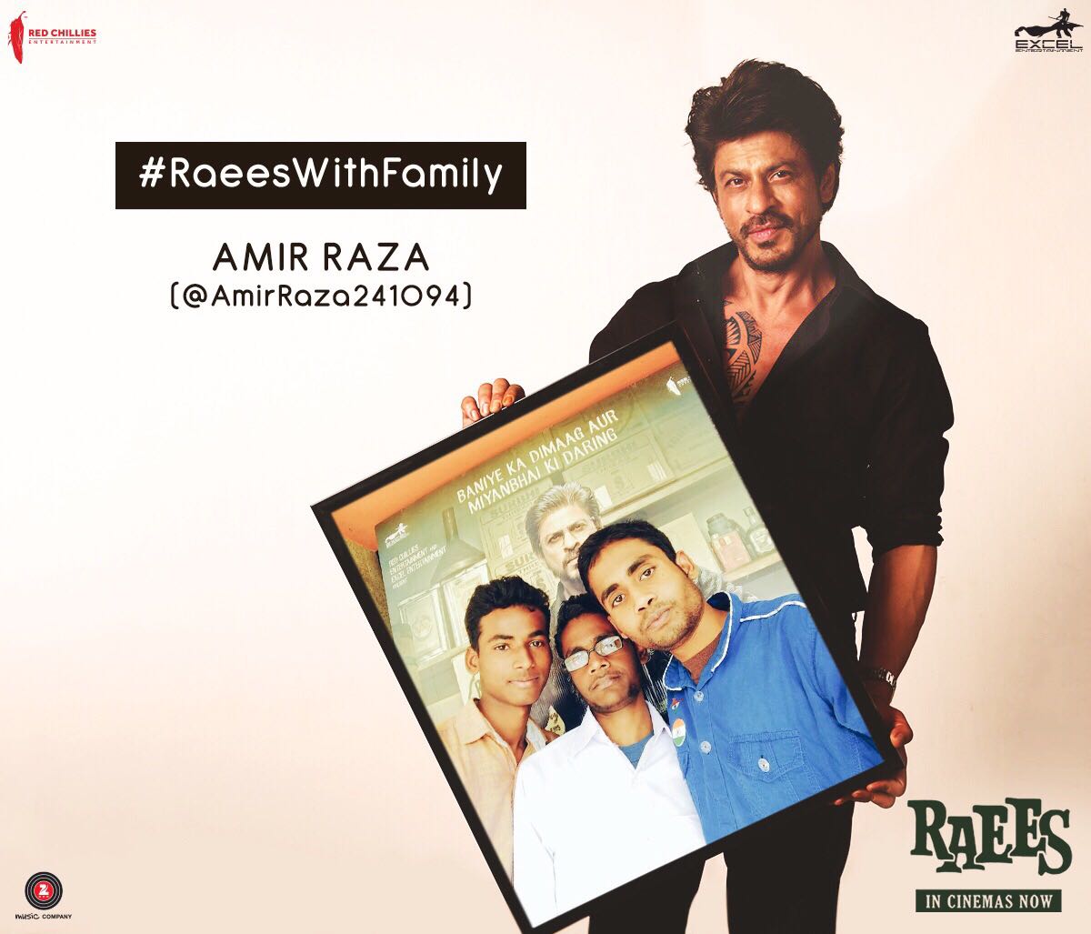 AMIRRAZA24's tweet photo. Thank u so much sir....you made my day sir.....Love u lots..#RaeesRuling #RaeesMonth ....@iamsrk @RedChilliesEnt @excelmovies @RaeesTheFilm https://t.co/Imw7Jdla2O