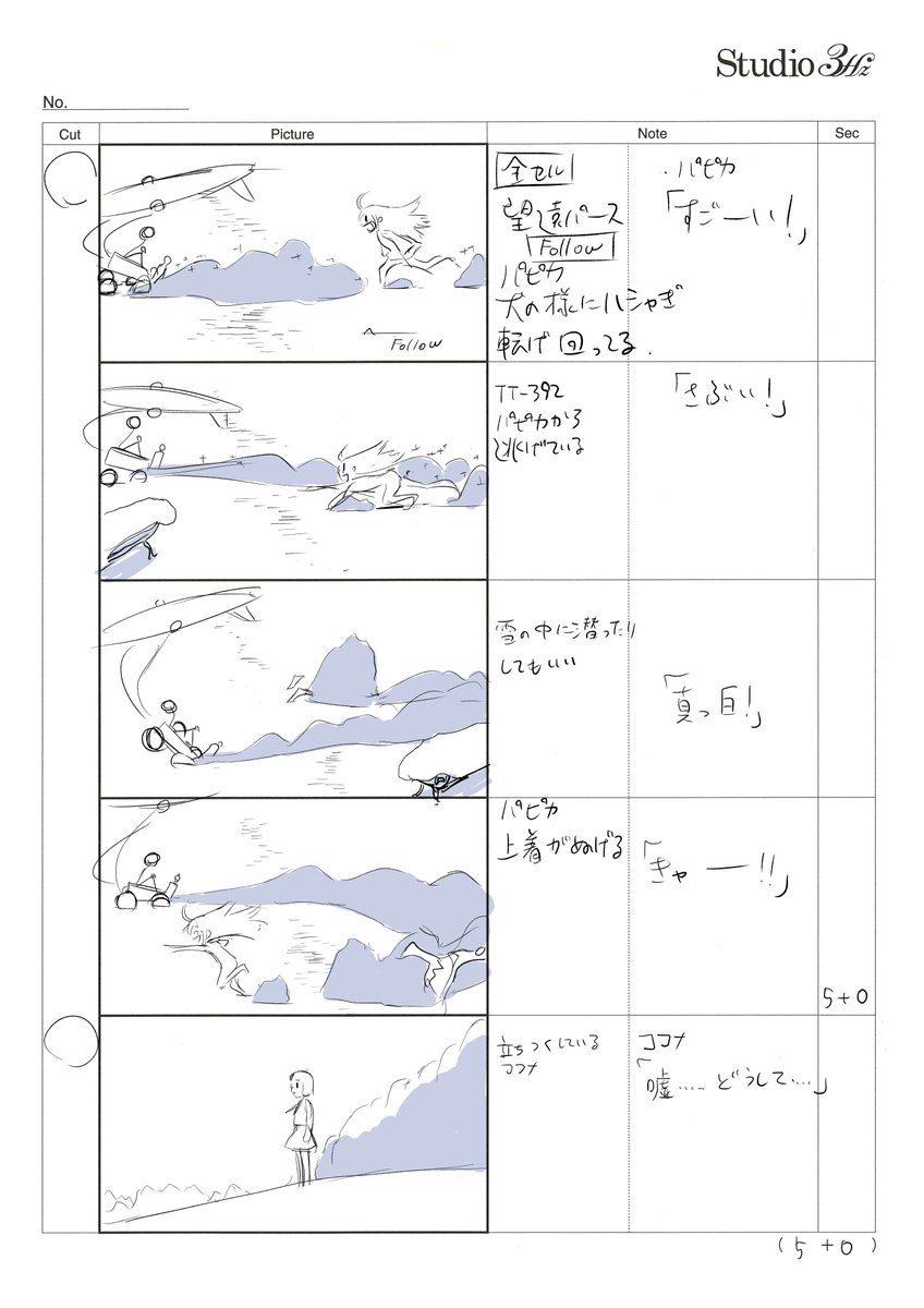 1話コンテの一部です。
#フリフラ_アニメ 