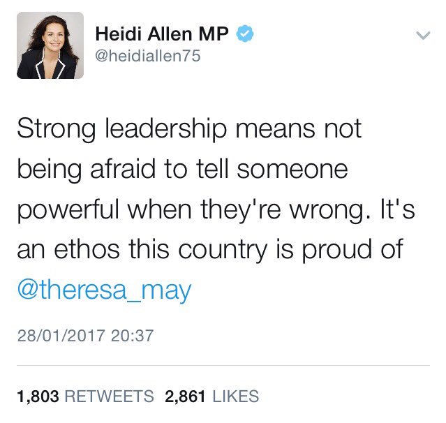 Ord_LeftRham's tweet photo. #TheresaTheAppeaser TheresaTheApoeaser is now being openly criticised by her own MPs. Still no public condemnation of Trump. https://t.co/6XPbnFjL4A