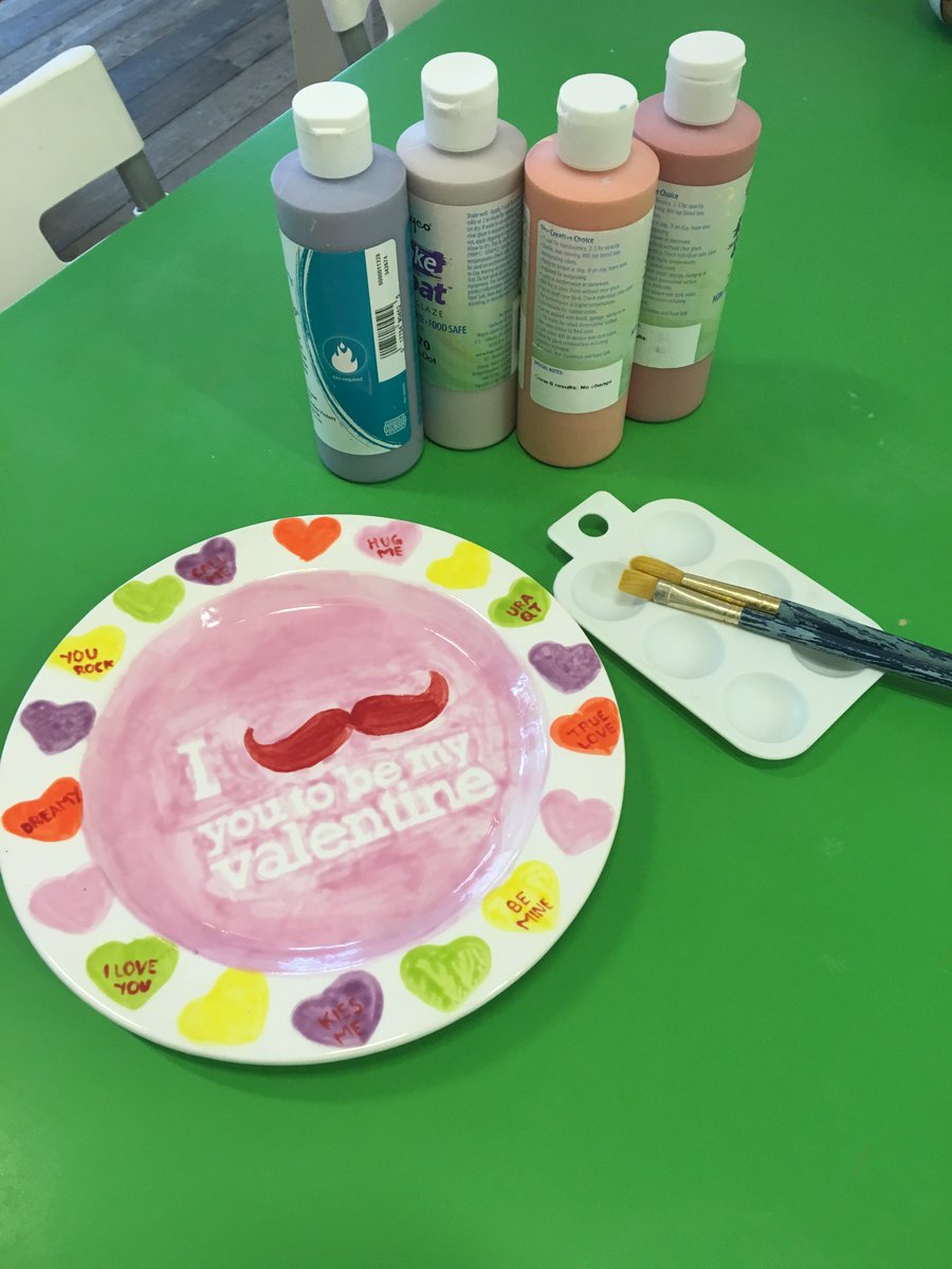 Check out this Valentine's Day plate! Come make one for your significant other today as a personal gift #CAtoystore #ceramics #art #fun #DIY