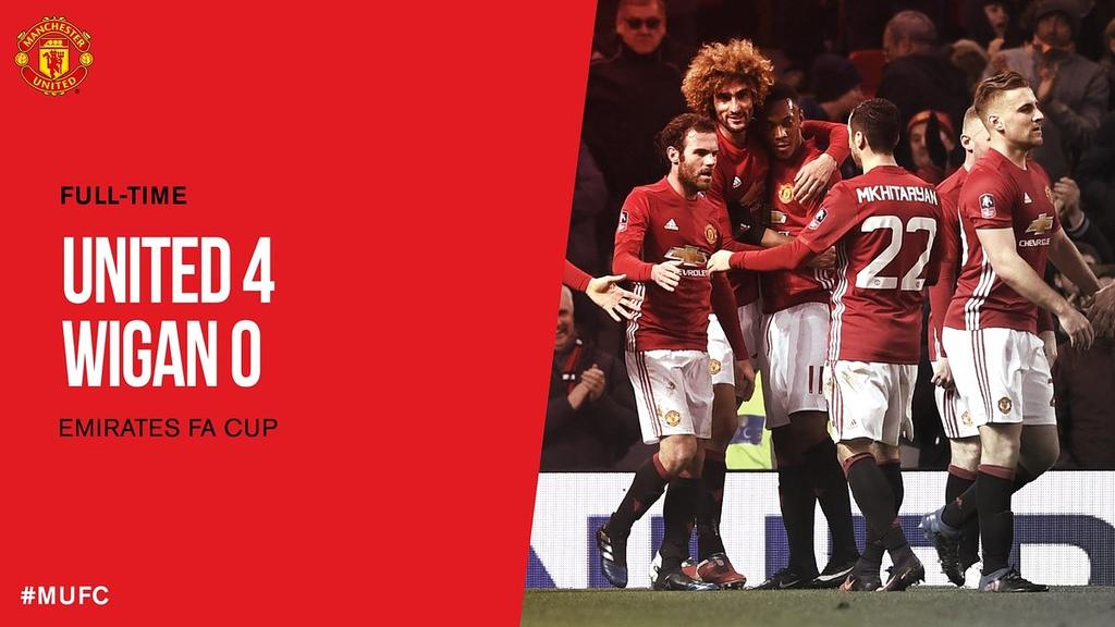 FT: MU 4-0 Wigan (44' Fellaini, 57'Smalling, 74' Mkhitaryan, 81' Schweinsteiger)
