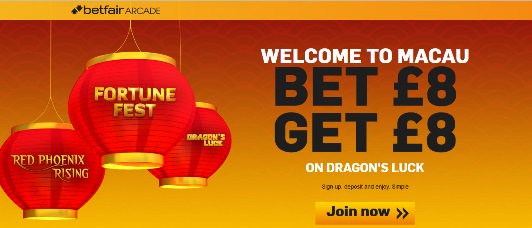 _betpython's tweet image. Bet £8 get £8 free on Dragon's Luck at Betfair Arcade #deal bit.ly/2fUskjr