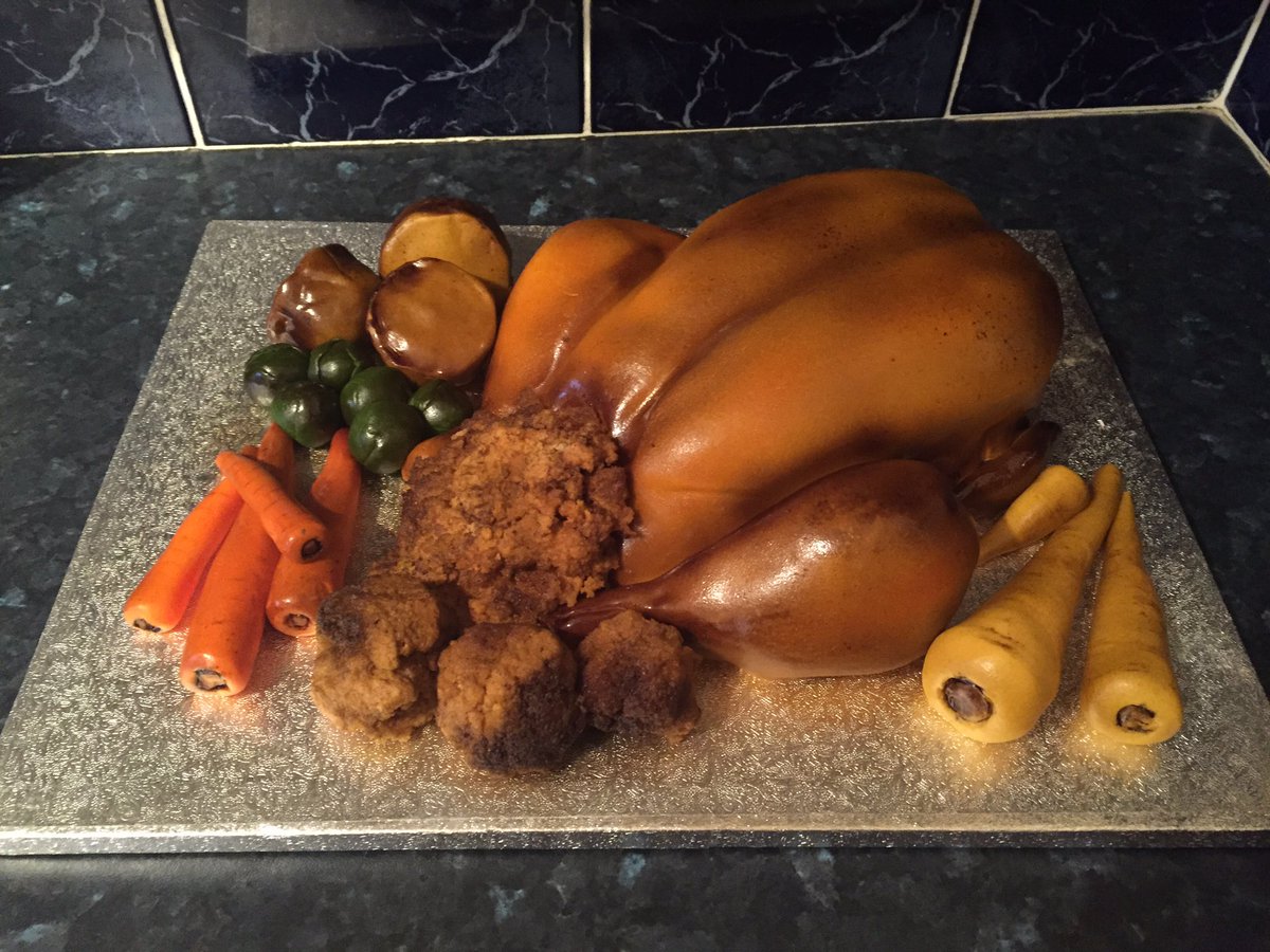 JodyEnguita's tweet photo. @PaulHollywood @BritishBakeOff #gbbo #cake #roastdinnercake #chickencake #cakedinner #sundaylunchcake #cakes #birthdaycake #cakedecorating https://t.co/sl3G7r8SyU