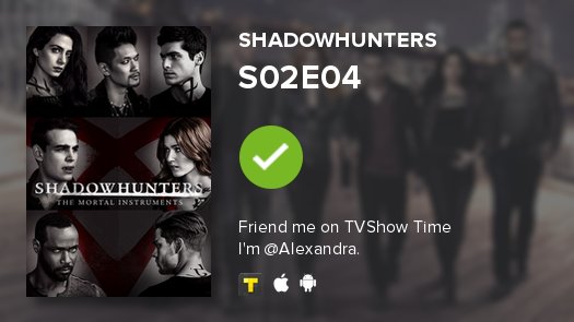 AlexandraLT_'s tweet photo. I've just watched episode S02E04 of Shadowhunters! https://t.co/6wzGuEPT7W #shadowhunters #tvshowtime https://t.co/HHg5rJqHJA