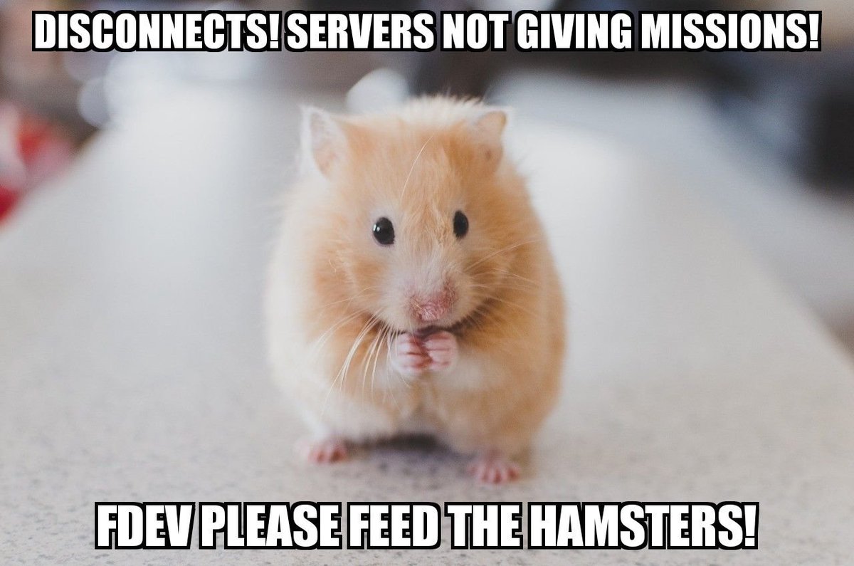 cyberbofh's tweet photo. Oh joy It's #weekend and #EliteDangerous has problems again! @Frontier_Help please #feedthehamsters #serverdisconnects #nomissions https://t.co/7RXnMddTzi