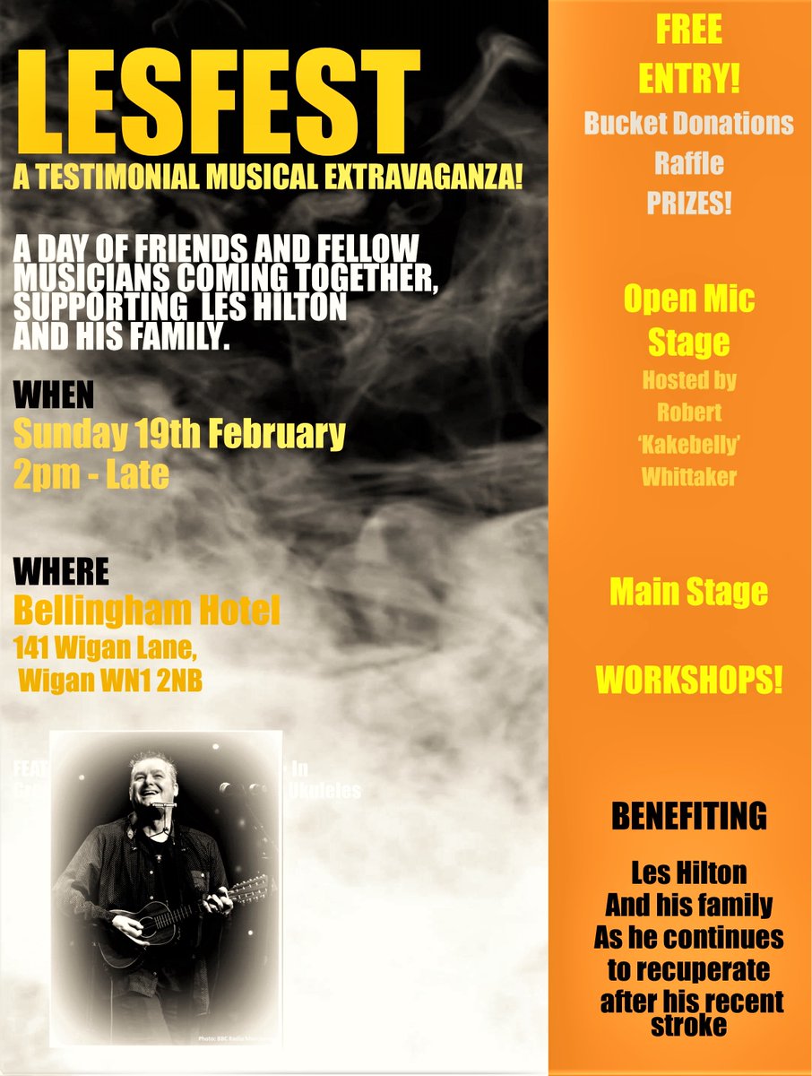 Chonkinfeckle's tweet photo. Come join us for #lesfest on the 19th Feb @petermossuke @PhilDoleman @emmersonstrings @theukepunk @KimandCo_Wigan @ricmacfeegle @QSOEarth https://t.co/QXU0UBlR7E