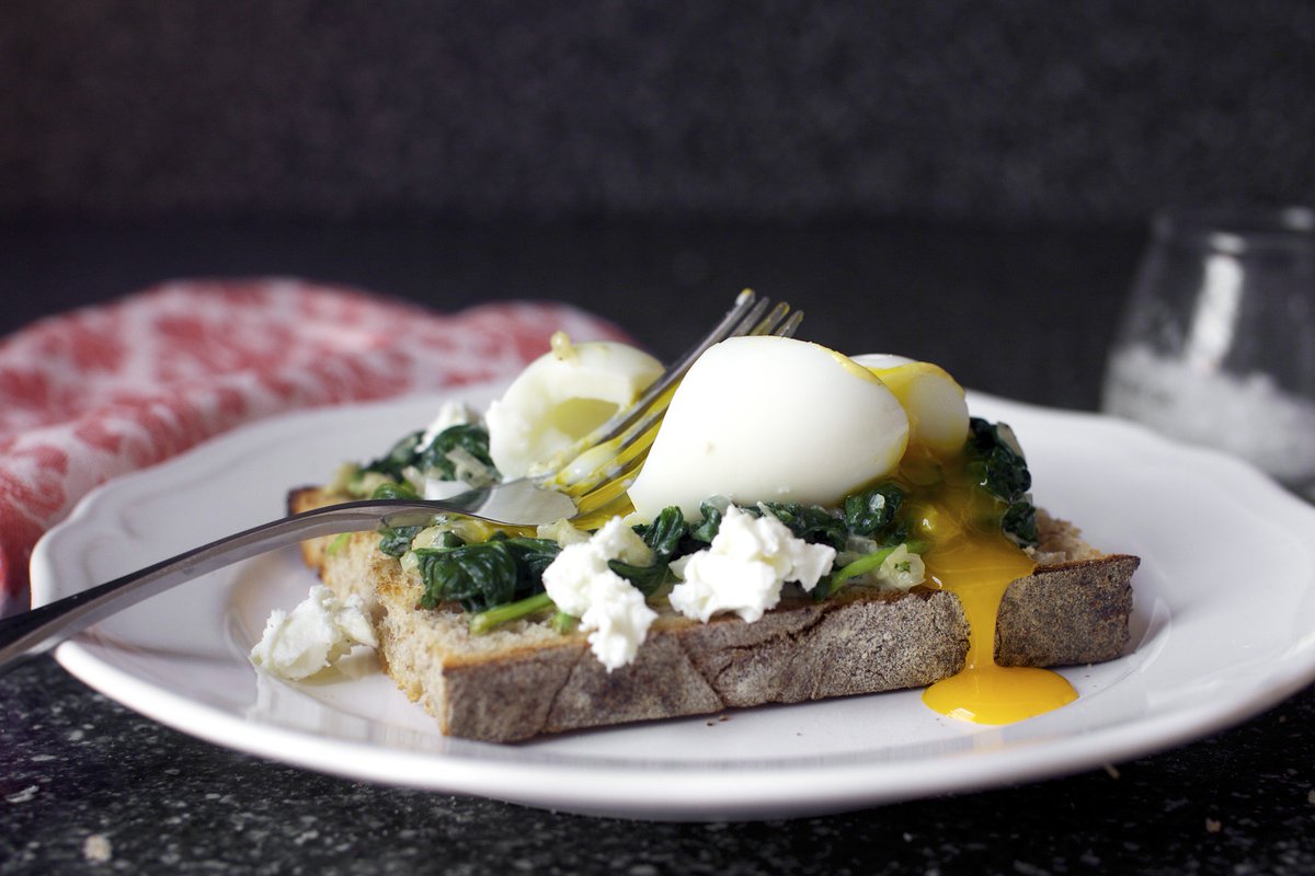 smittenkitchen's tweet photo. Peel and smash: my favorite thing to do with soft-boiled eggs, here with wilted barely-creamed spinach on toast: https://t.co/bzaRParYW0 https://t.co/0Wyw5V3UlV