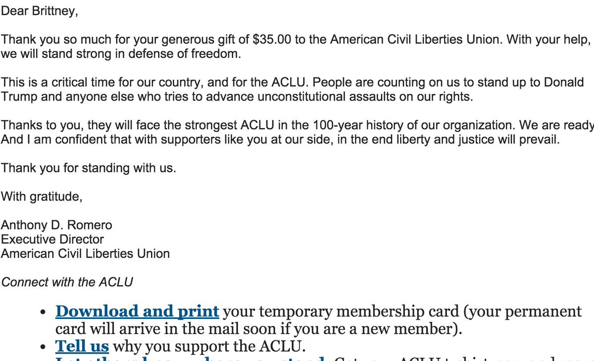 britshepSF's tweet photo. Thank you @Sia for matching donations to the @ACLU. https://t.co/jqkEAhC49e